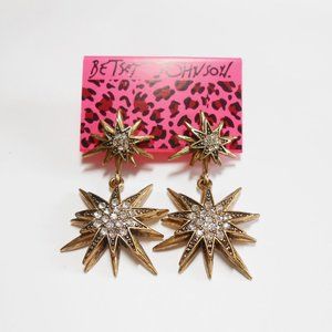 Betsey Johnson Gold Tone Star Drop Earrings NWT